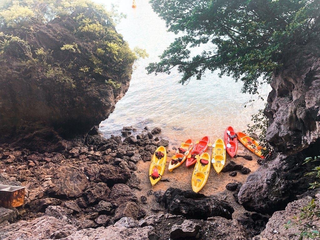 Kayaks at Bai Tu Long Bay