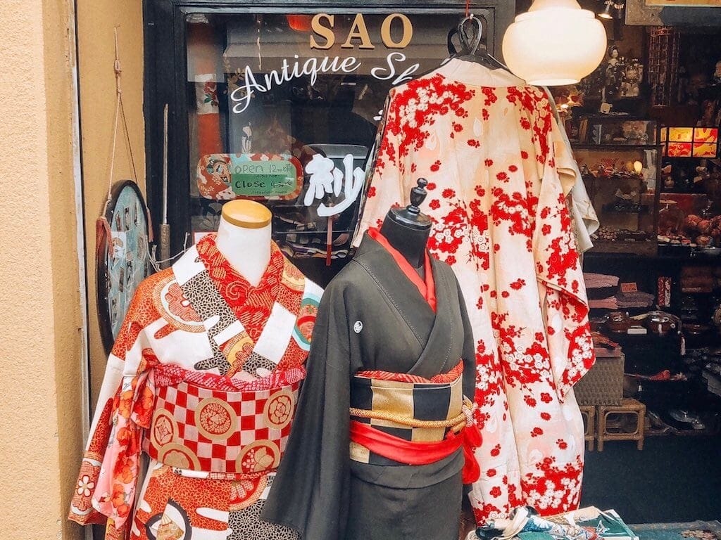 Day trip to Nara, Japan: Vintage kimonos at Sao Antique Shop in the Naramachi area of Nara