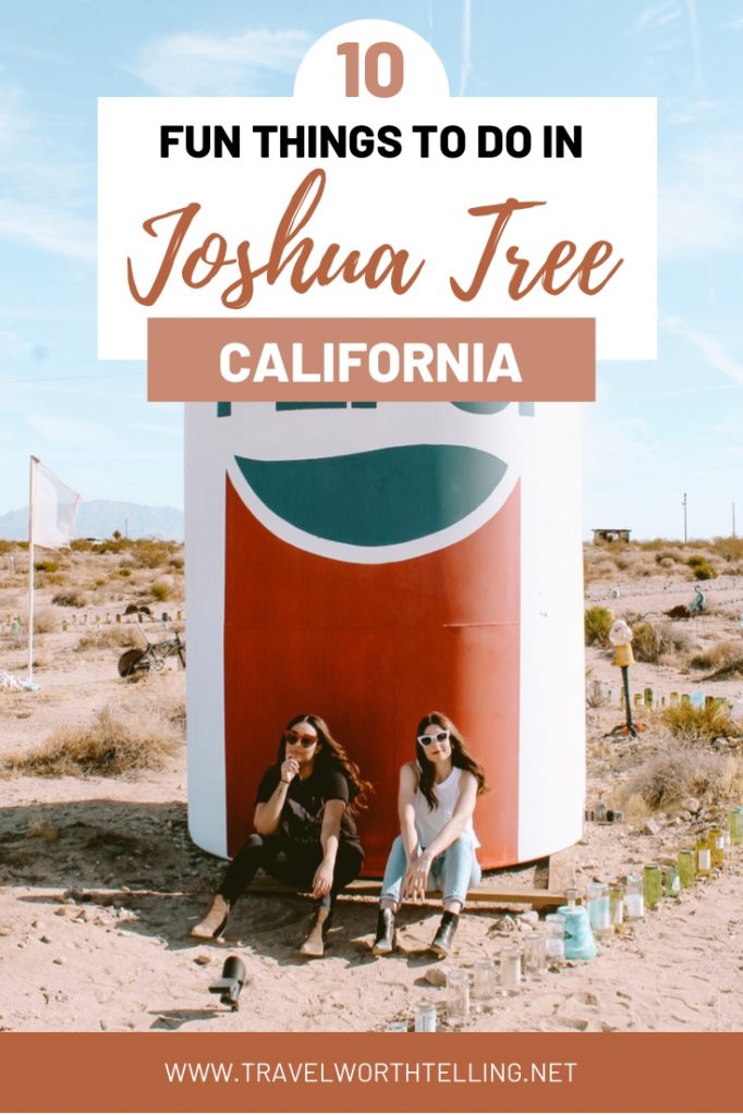 Planning a trip to Joshua Tree National Park? Add these fun stops to your desert road trip. Includes Pappy & Harriets, Desert Christ Park, Skull Rock, and more.