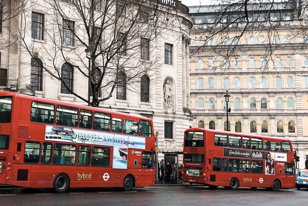 Double decker busses in London