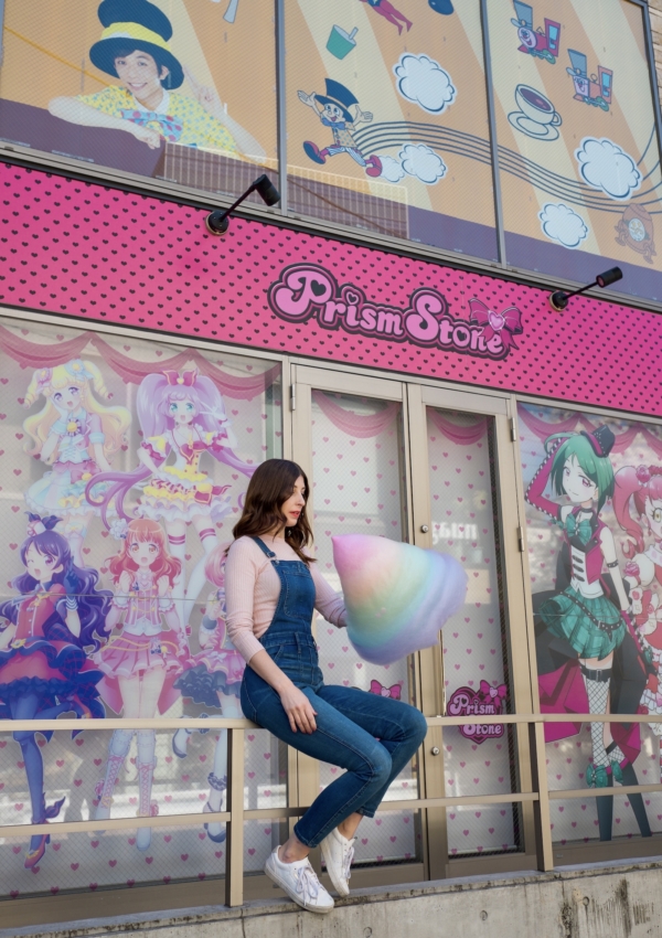 Woman with cotton candy in Tokyo