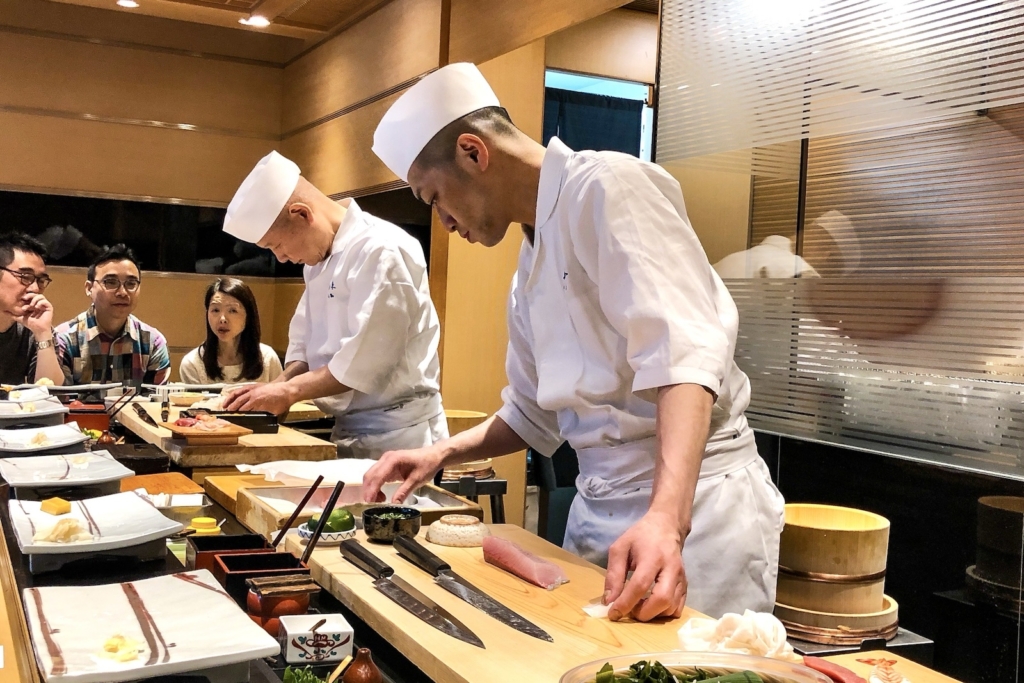 Traditional sushi chef in Tokyo