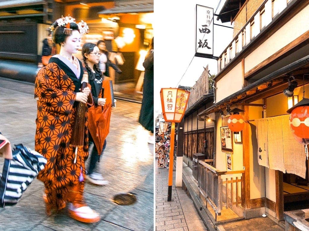 Geisha in the Gion district in Kyoto, Japana