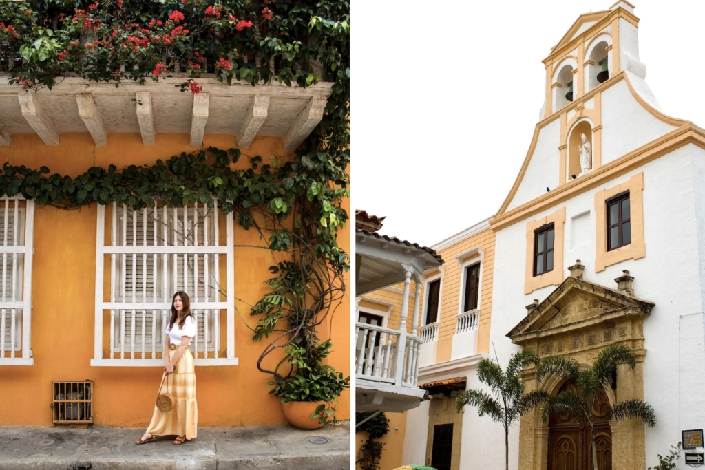 Colorful buildings on Cartagena walking tour