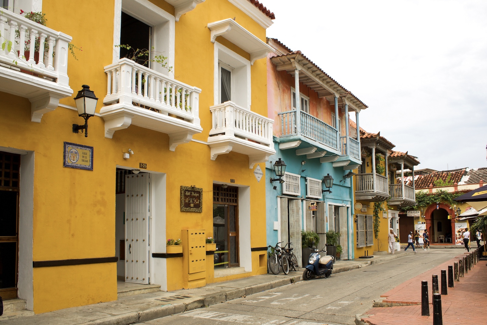 Colorful street in Cartagena Colombia